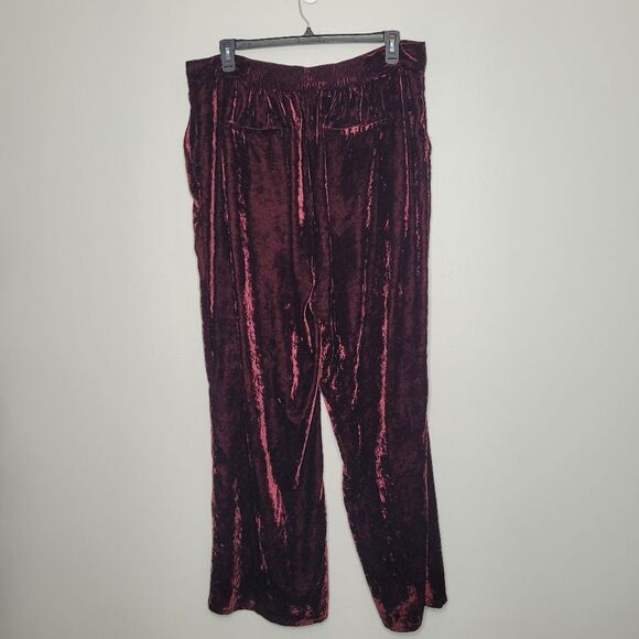 GOOD AMERICAN Crinkle Velvet High Waist Wide Leg Porto Pants size xxl - Picture 4 of 9